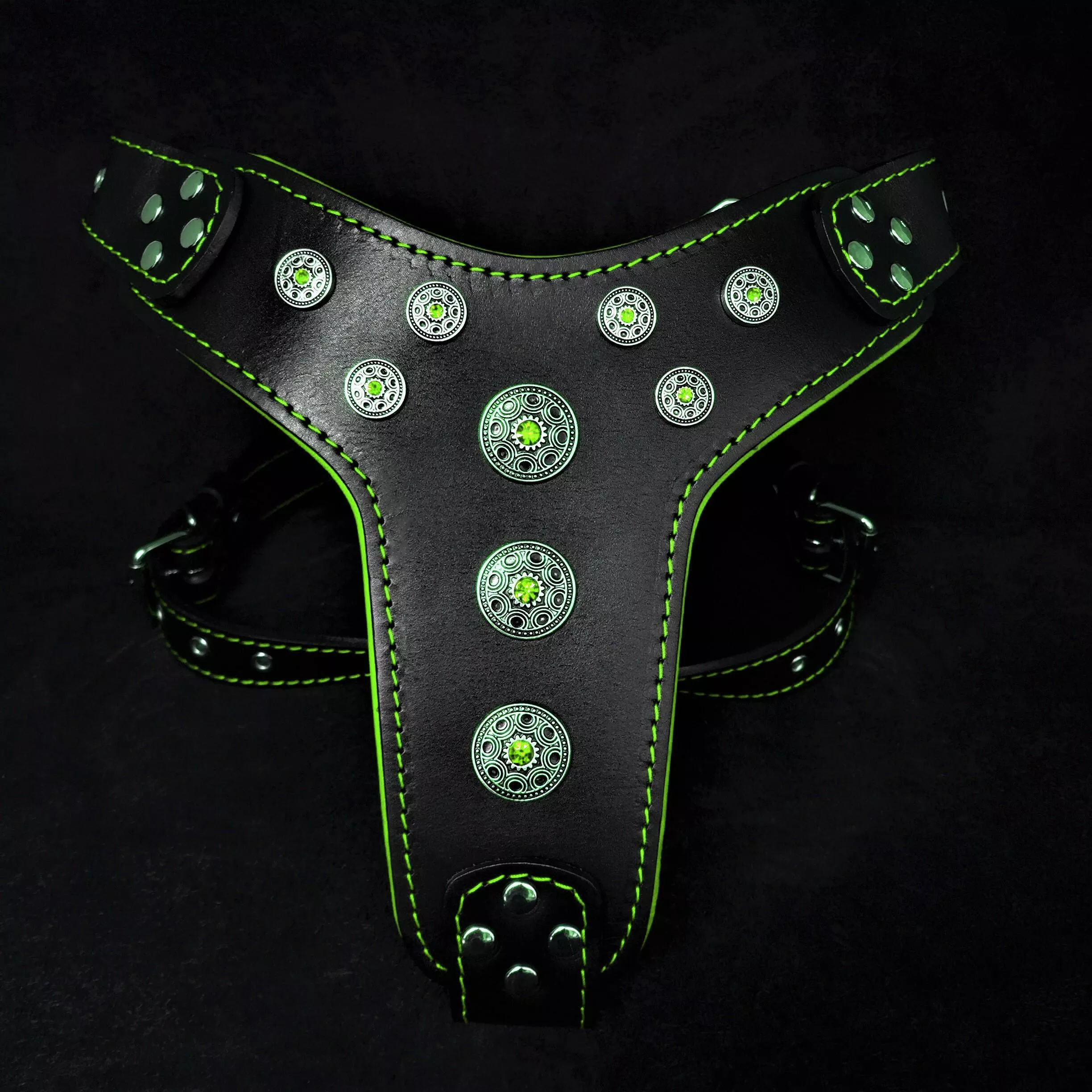 bijou-harness-black-green-big-dogs ”Bijou” harness Black & Green for big dogs