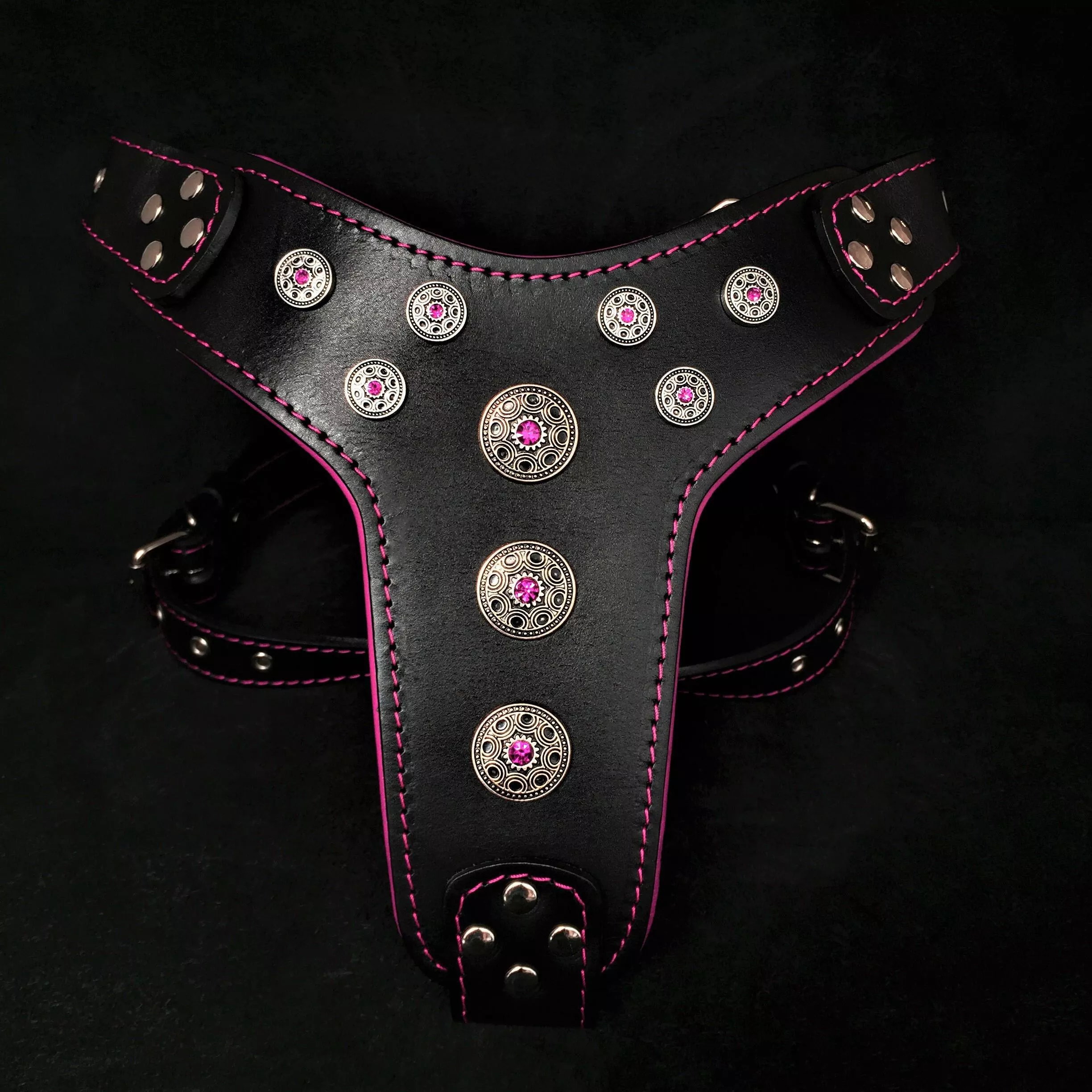 bijou-harness-black-pink-big-dogs Bijou harness Black & Pink for big dogs
