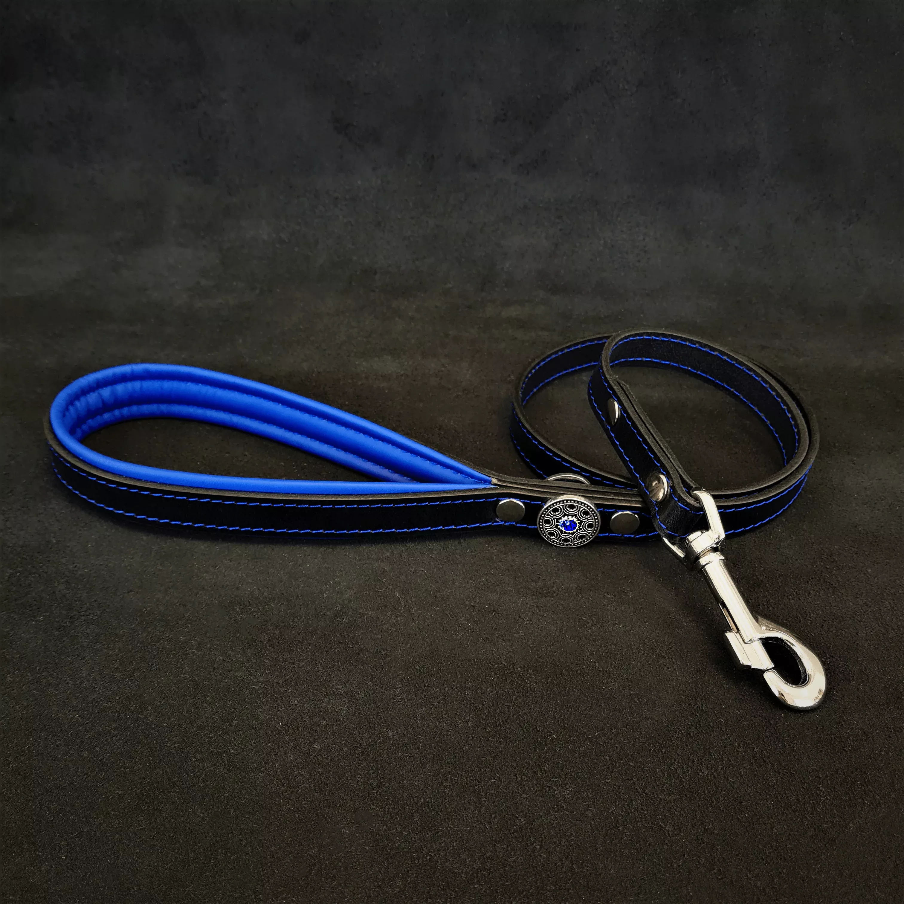 bijou-leather-lead-blue ”Bijou” leather lead blue