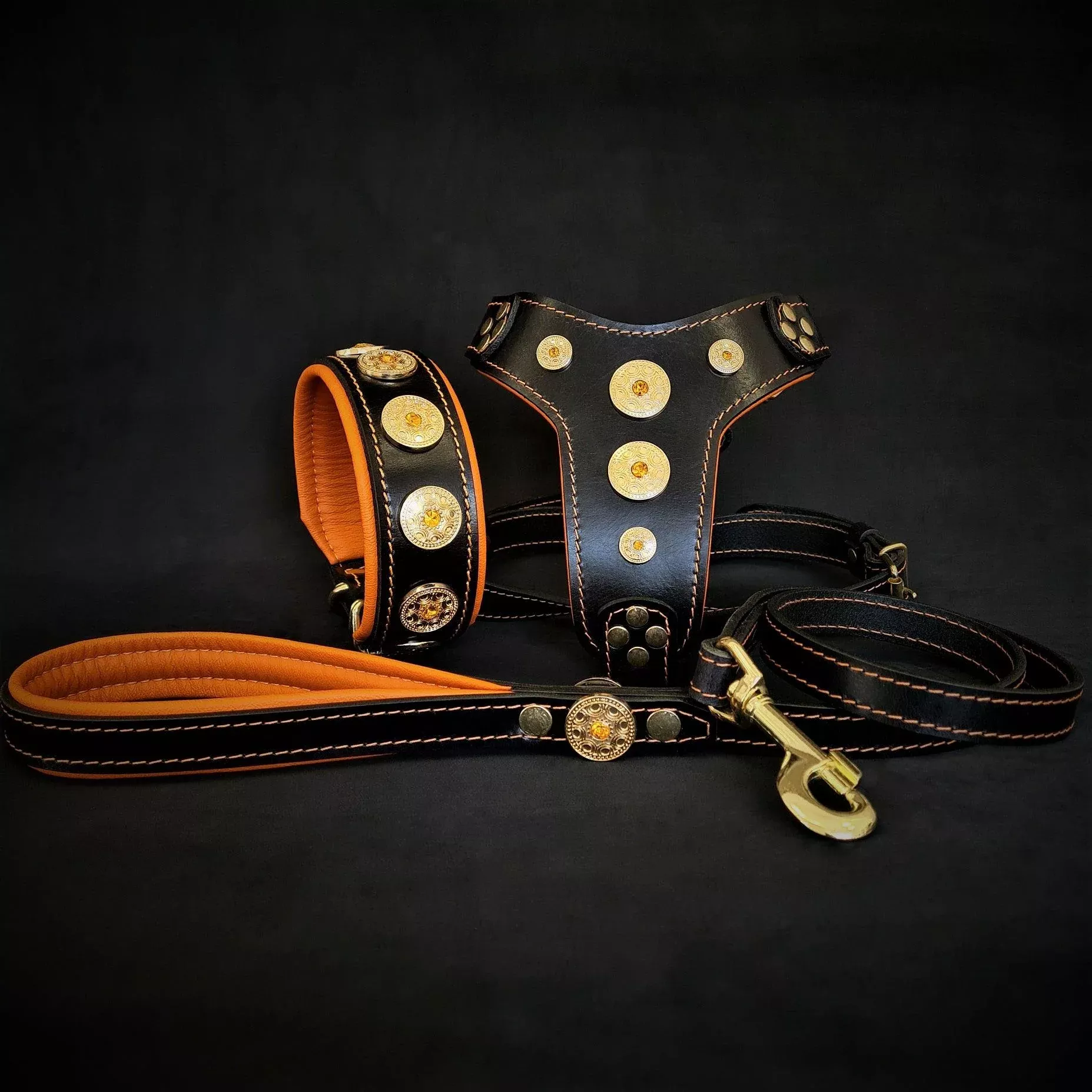 bijou-set-collar-harness-leash-orange The ”Bijou” SET –Collar, Harness, Leash. Orange