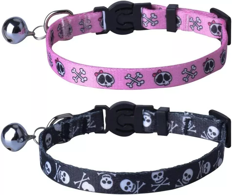 cat-breakaway-collar-2-pack-pink-black-skull-designs-adjustable Cat Breakaway Collar 2-Pack – Pink & Black Skull Designs, Adjustable