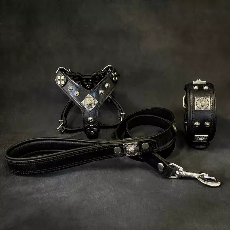eros-small-to-medium-dog-set-harness-collar-lead-all-black “EROS” Small to Medium dog SET – Harness – collar – lead. All Black