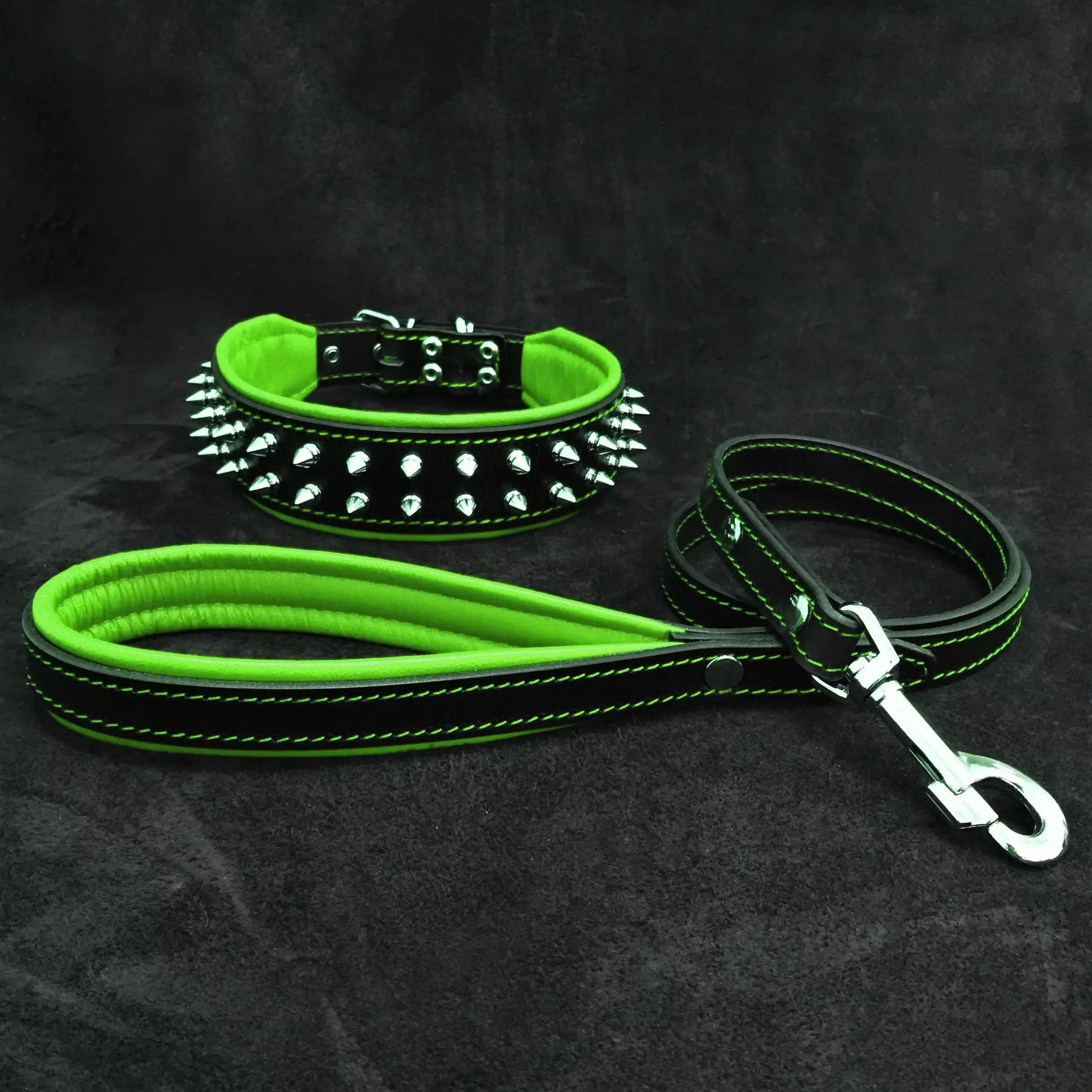 frenchie-set-collar-leash-green “Frenchie” Set- collar & leash. Green