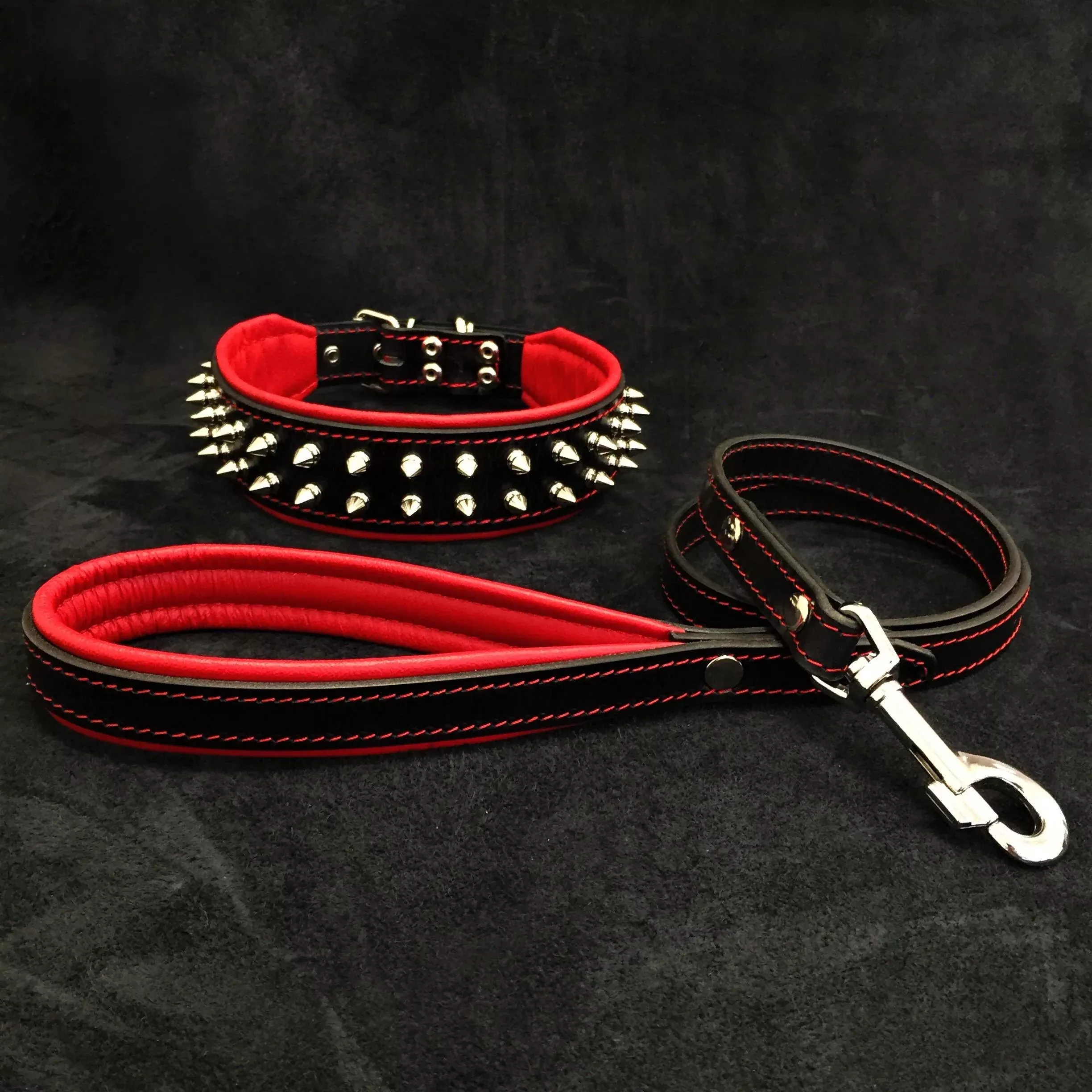 frenchie-set-collar-leash-red "Frenchie" Set- collar & leash. Red