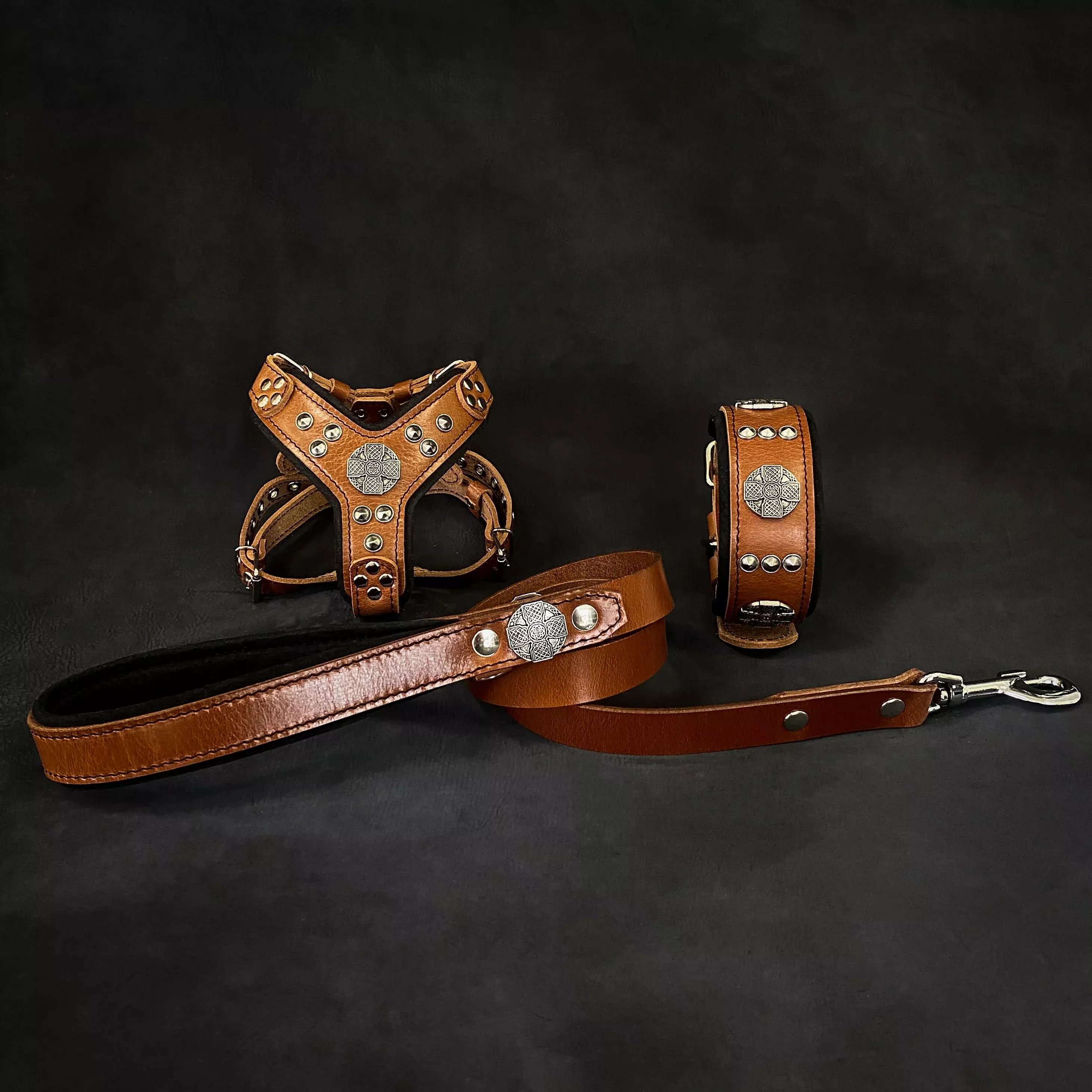maximus-brown-silver-small-dog-set-harness-collar-lead “Maximus Brown&Silver” Small dog SET – Harness – collar – lead