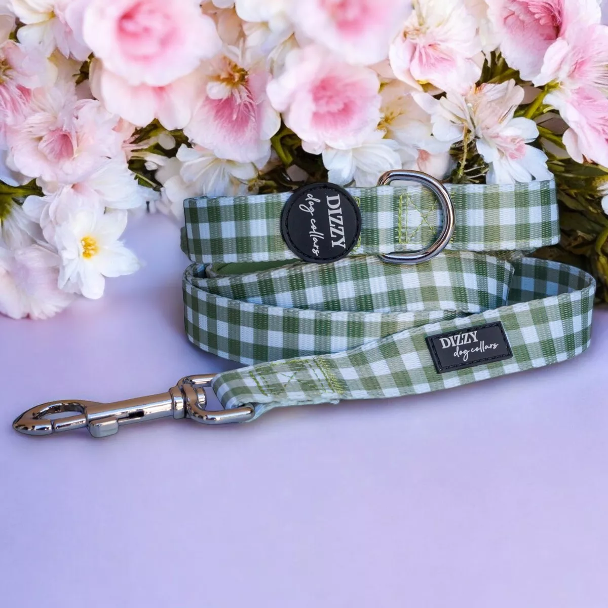 sage-gingham-dog-leash-gingham-dog-lead “Sage Gingham Dog Leash | Gingham Dog Lead